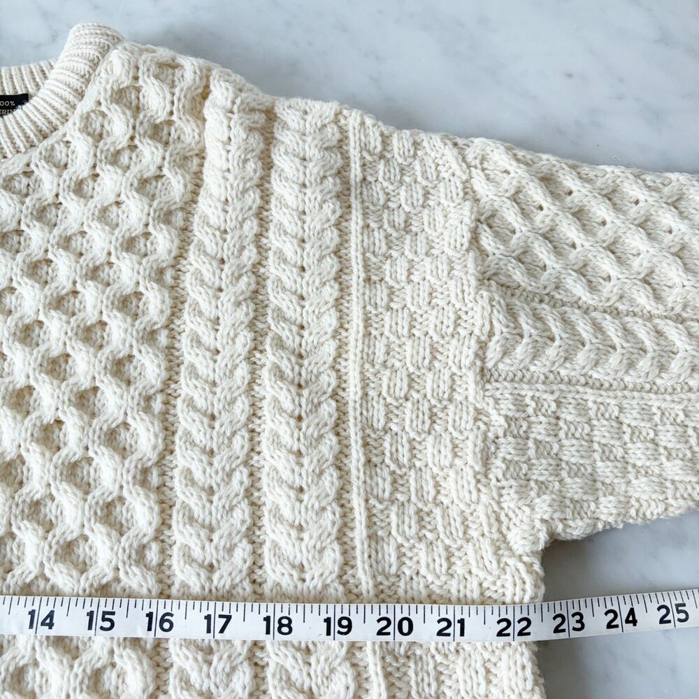 Blarney Woollen Mills Sweater Men's L Aran Wool Cable Knit Fisherman Ireland - Picture 6 of 8